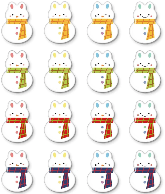 Main image of TYNOGARD16 Pcs Resin Fridge Magnets Snowman Bunny Pattern Refrigerator Magnet Cute Magnetic Small Funny Decorative Designs for Office, Kitchen, Home, School, Locker, Cabinet, Whiteboard & Gift Animal