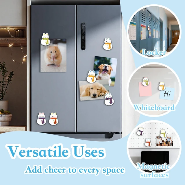 Alt view image 5 of 7 - TYNOGARD16 Pcs Resin Fridge Magnets Snowman Bunny Pattern Refrigerator Magnet Cute Magnetic Small Funny Decorative Designs for Office, Kitchen, Home, School, Locker, Cabinet, Whiteboard & Gift Animal