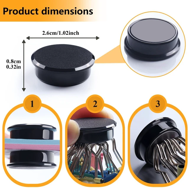 Alt view image 3 of 7 - QOJOPU Fridge Magnets - 20PCS Strong Round Black Refrigerator Magnets, Small Heavy Duty Magnets for Whiteboard, Locker, Office, Kitchen, Classroom, Mini Cute Magnet - Decorative Funny Magnetic Dots