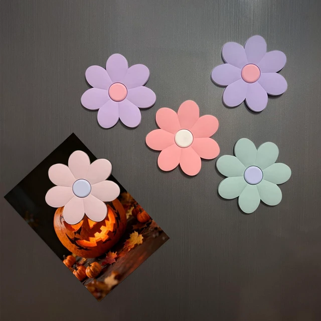 Alt view image 3 of 7 - 3.14" Large Flower Magnets Refrigerator, 5 Color Locker Accessories Fridge Magnet Locker Decor, Cute Whiteboard Magnets, Locker Decorations - 5 PCS
