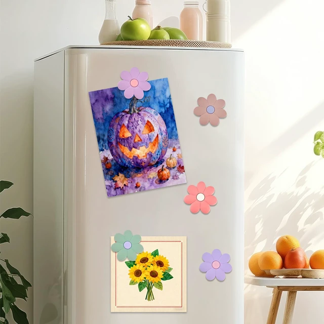 Alt view image 4 of 7 - 3.14" Large Flower Magnets Refrigerator, 5 Color Locker Accessories Fridge Magnet Locker Decor, Cute Whiteboard Magnets, Locker Decorations - 5 PCS