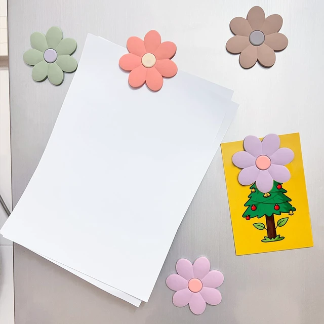 Alt view image 6 of 7 - 3.14" Large Flower Magnets Refrigerator, 5 Color Locker Accessories Fridge Magnet Locker Decor, Cute Whiteboard Magnets, Locker Decorations - 5 PCS