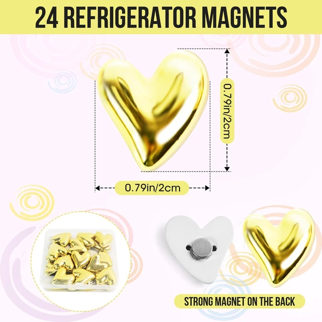 Alt view image 2 of 7 - AUUTI 24pcs Cute Fridge Magnets - Heart Decorative Magnets | for Refrigerator, Whiteboard, Cabinet & Locker - Decorative Magnets for Classroom, Kitchen & Office and Home Adults