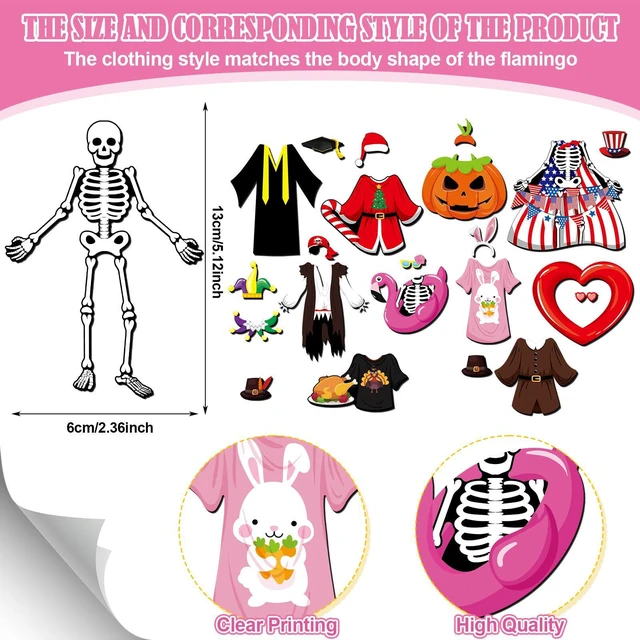 Alt view image 2 of 6 - Xuhal 15 Sets Classroom Skeleton Dress up Magnet | Funny Festival Skeleton Fridge Magnets for Refrigerators Toolboxes Lockers Home Decoration