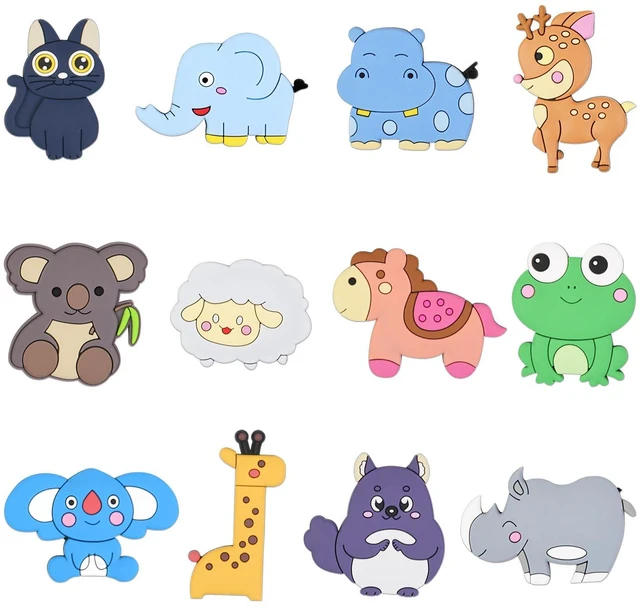 Main image of AUAUY 12 PCS Refrigerator Magnets, Fridge Magnets Full Back Magnetic | Cute Animals Magnet for Whiteboard, Kitchen, Home Locker, Office, Classroom