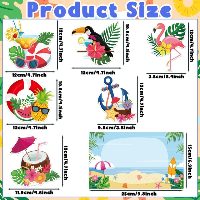 Alt view image 2 of 7 - JAPBOR Cruise Door Decorations Magnetic - 7PCS Tropical Hawaii Cruise Magnet, Summer Beach Car Ship Cabin Refrigerator Magnets Decal, Flamingo Coconut Drink Fridge Stickers for Carnival Party Decor