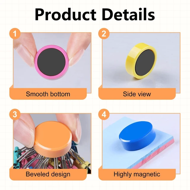 Alt view image 2 of 7 - ZDZBLX Fridge Magnets, 20 PCS Strong Refrigerator Magnets in 10 Colors, Heavy Duty Small Round Magnets for Whiteboard, Locker, Classroom, Office, Cute Mini Decorative Magnets for Fridge, Home, Kitchen