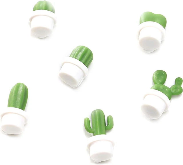 Main image of 6Pcs White Fridge Magnets, Cute Cactus Sticker Magnet Stickers, Whiteboard Magnet Decorative Locker Fridge Stickers for Home Kitchen Office Use Refrigerator Magnets
