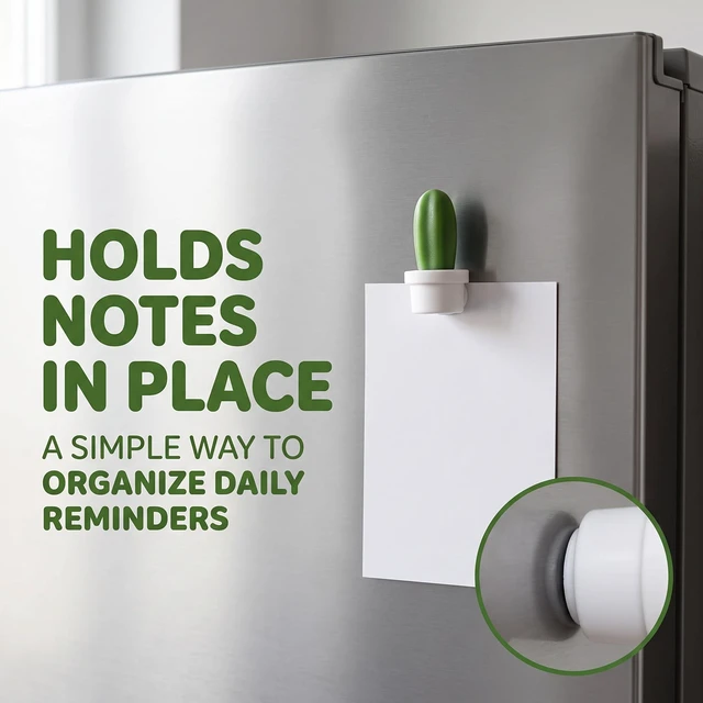 Alt view image 5 of 7 - 6Pcs White Fridge Magnets, Cute Cactus Sticker Magnet Stickers, Whiteboard Magnet Decorative Locker Fridge Stickers for Home Kitchen Office Use Refrigerator Magnets
