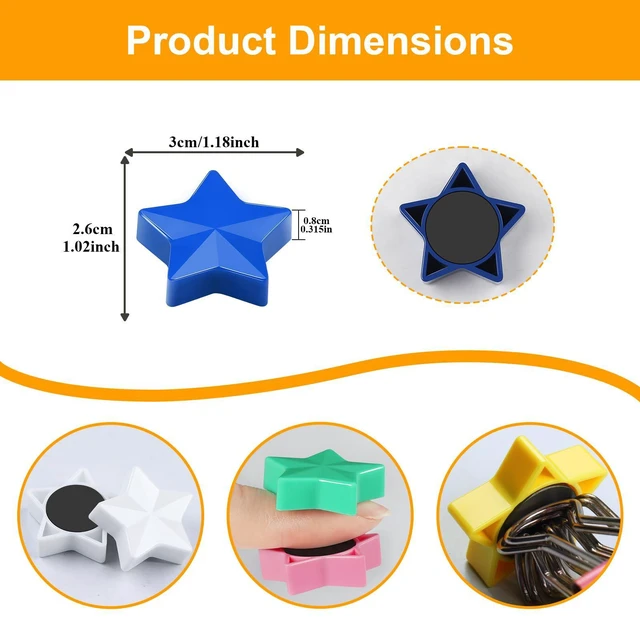 Alt view image 2 of 7 - ZDZBLX Fridge Magnets, 10 Pack Colorful Strong Refrigerator Magnets, Small Star Decorative Magnets for Whiteboard, Locker, Classroom, Office, Heavy Duty Mini Magnet,Cute Magnet for School, Home Decor