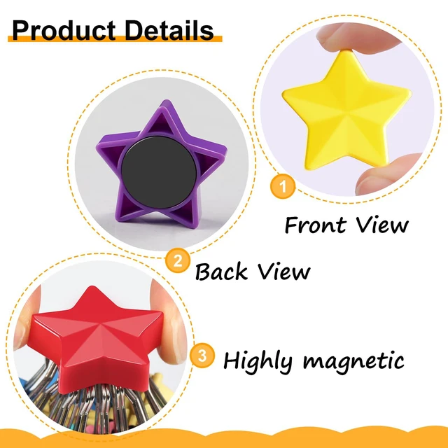 Alt view image 4 of 7 - ZDZBLX Fridge Magnets, 10 Pack Colorful Strong Refrigerator Magnets, Small Star Decorative Magnets for Whiteboard, Locker, Classroom, Office, Heavy Duty Mini Magnet,Cute Magnet for School, Home Decor