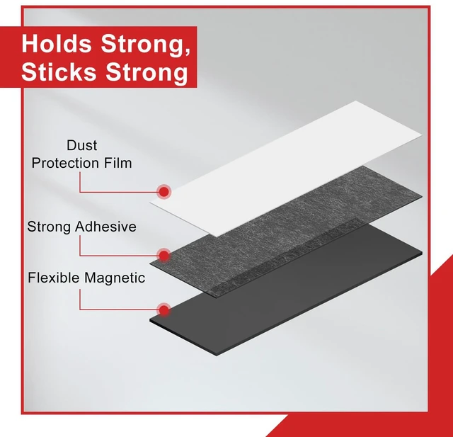 Alt view image 3 of 7 - OUZRETUCU Magnetic Strips with Adhesive Backing,5 Pack Strong Self Sticky Back Magnet Tapes - 3" x 0.79" (75 x 20 x 2 mm), Flexible Durable Stick on Magnets for Fridge, DIY, Crafts, Teacher, Photo