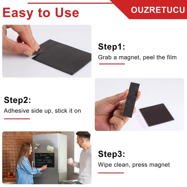 Alt view image 6 of 7 - OUZRETUCU Magnetic Strips with Adhesive Backing,5 Pack Strong Self Sticky Back Magnet Tapes - 3" x 0.79" (75 x 20 x 2 mm), Flexible Durable Stick on Magnets for Fridge, DIY, Crafts, Teacher, Photo
