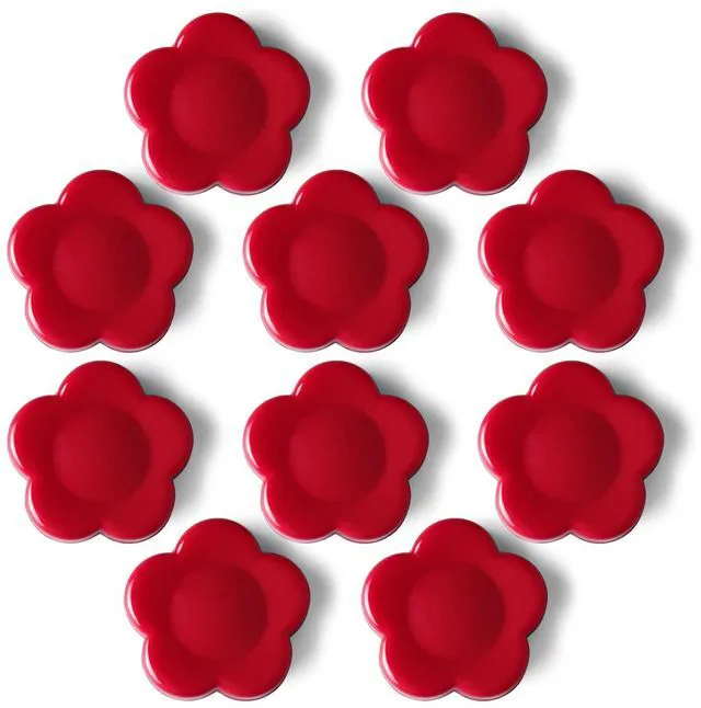 Main image of PYJLBX 10 Pack Heavy Duty Fridge Magnets - Small Strong Refrigerator Magnets for Whiteboard, Kitchen, Office, Classroom - Decorative Cute Mini Sunflower Petal Magnets for Maps, Lockers, Crafts (Red)