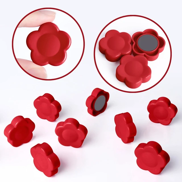 Alt view image 2 of 7 - PYJLBX 10 Pack Heavy Duty Fridge Magnets - Small Strong Refrigerator Magnets for Whiteboard, Kitchen, Office, Classroom - Decorative Cute Mini Sunflower Petal Magnets for Maps, Lockers, Crafts (Red)