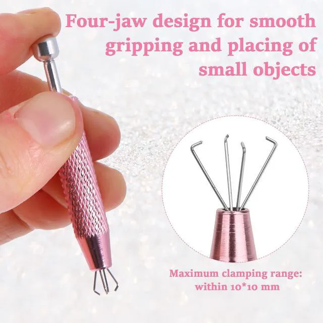 Alt view image 3 of 7 - 2 Pcs Piercing Ball Grabber Tool, Piercing Changing Tools 4-Claw Pick Up Piercing Ball Holder, Gem Tweezers Piercing Jewelry for Jewelry Craft Small Parts Pickup(Silver+Pink)