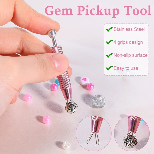 Alt view image 4 of 7 - 2 Pcs Piercing Ball Grabber Tool, Piercing Changing Tools 4-Claw Pick Up Piercing Ball Holder, Gem Tweezers Piercing Jewelry for Jewelry Craft Small Parts Pickup(Silver+Pink)