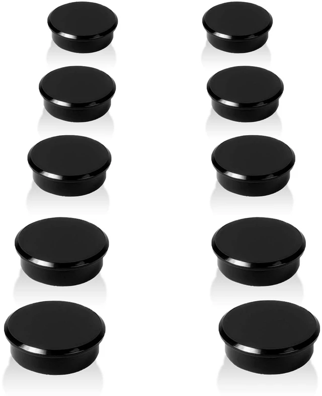 Main image of QOJOPU Fridge Magnets - Strong Small Round Decorative Heavy Duty Magnets for Whiteboard, Crafts, Refrigerator - 10 Pack Black Mini Magnet - Cute Kitchen & Office Magnet for Locker, Map, Classroom