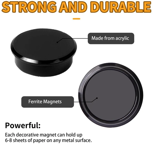 Alt view image 3 of 7 - QOJOPU Fridge Magnets - Strong Small Round Decorative Heavy Duty Magnets for Whiteboard, Crafts, Refrigerator - 10 Pack Black Mini Magnet - Cute Kitchen & Office Magnet for Locker, Map, Classroom