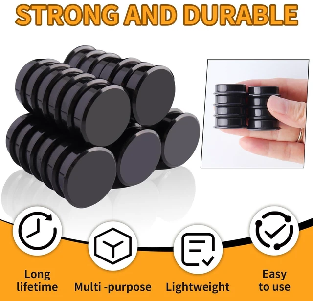 Alt view image 4 of 7 - QOJOPU Fridge Magnets - Strong Small Round Decorative Heavy Duty Magnets for Whiteboard, Crafts, Refrigerator - 10 Pack Black Mini Magnet - Cute Kitchen & Office Magnet for Locker, Map, Classroom