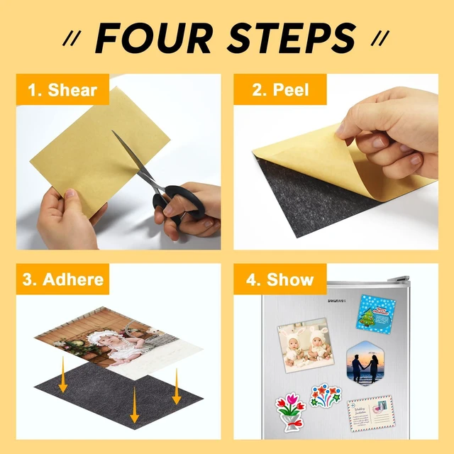 Alt view image 5 of 7 - Magnetic Sheets with Adhesive Backing, 6 Pack 4" x 6" Picture Size | Flexible Photo Magnets For Refrigerator, Sticky Magnet Sheet, Easy Peel and Stick for Crafts, Classroom Decorations