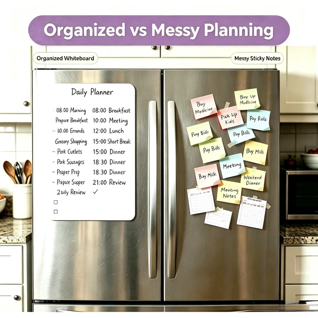 Alt view image 6 of 7 - Dual-Sized Magnetic Whiteboard Set for Fridge 4 Markers and Eraser | Magnetic Dry Erase Board, 12" x 8" & 12" x 4" White board Set for Grocery Lists, Weekly Planning and Family Messages Board