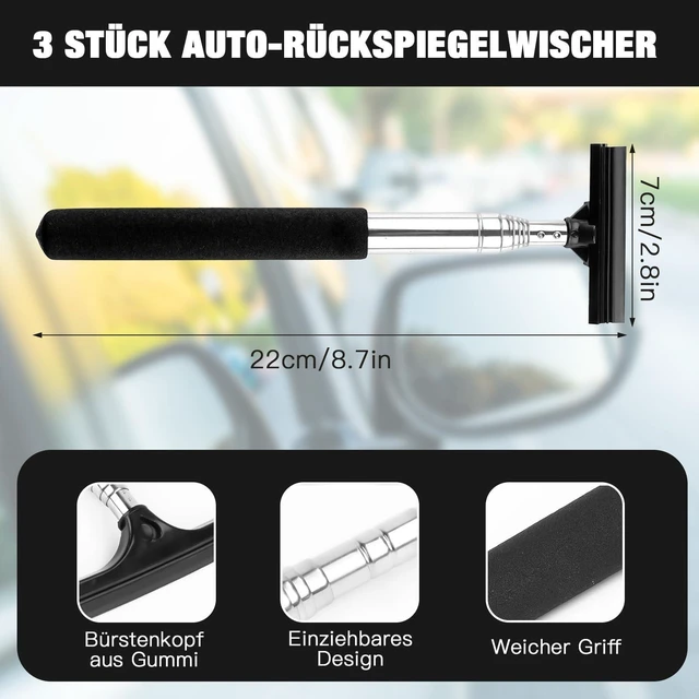 Alt view image 2 of 7 - Side Mirror Squeegee,Retractable Car Rearview Mirror Wiper with Handle | Portable Car Mirror Squeegee for Rainy Foggy Weather,Universal Car Accessories