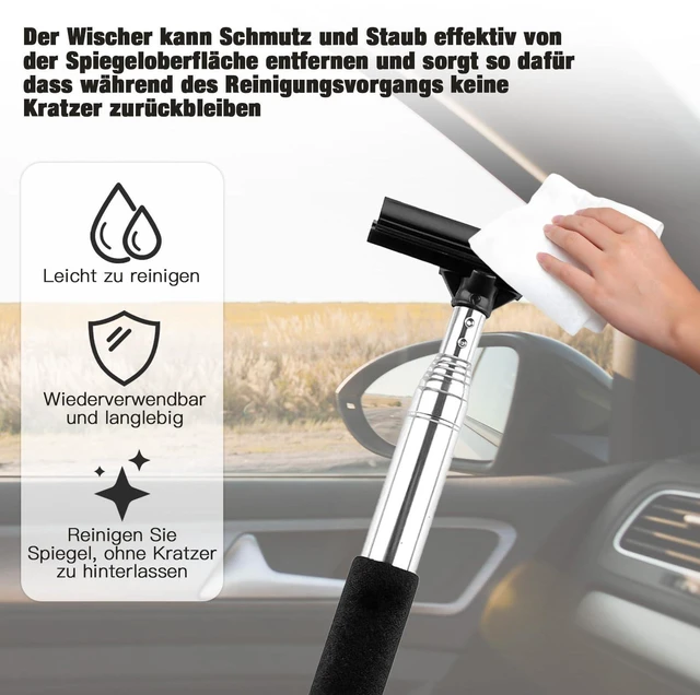 Alt view image 3 of 7 - Side Mirror Squeegee,Retractable Car Rearview Mirror Wiper with Handle | Portable Car Mirror Squeegee for Rainy Foggy Weather,Universal Car Accessories
