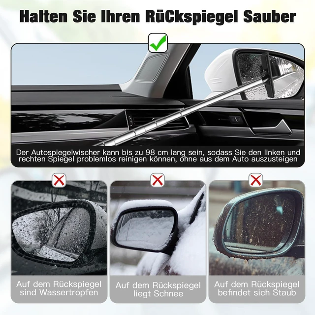 Alt view image 5 of 7 - Side Mirror Squeegee,Retractable Car Rearview Mirror Wiper with Handle | Portable Car Mirror Squeegee for Rainy Foggy Weather,Universal Car Accessories