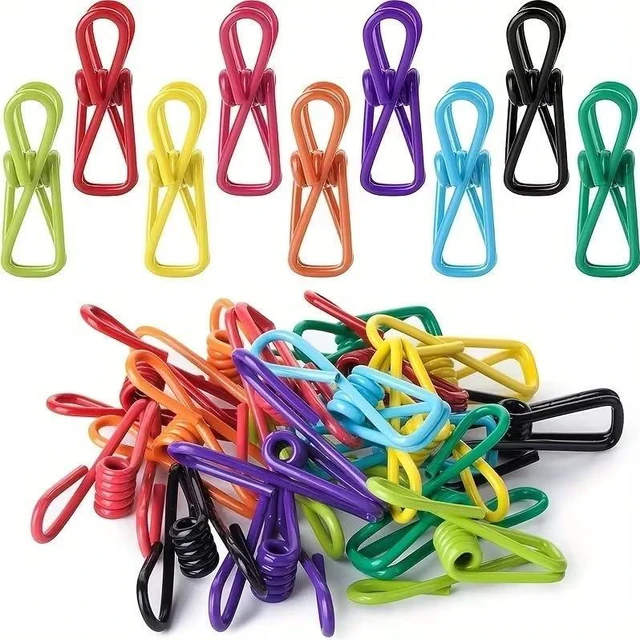 Main image of 10Pcs Clips PVC-Coated Steel Clip, Clothes Clamp, for Food Package Clips (Color Random)