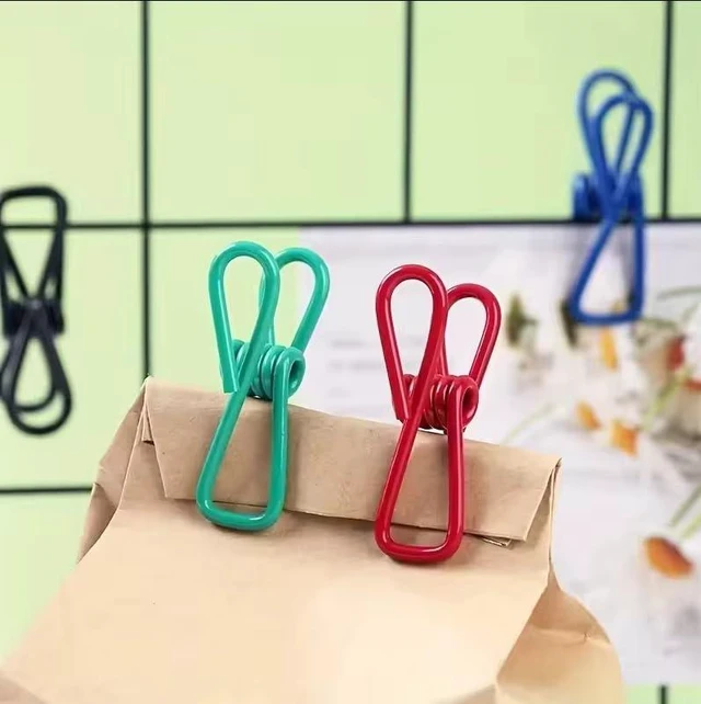 Alt view image 5 of 5 - 10Pcs Clips PVC-Coated Steel Clip, Clothes Clamp, for Food Package Clips (Color Random)