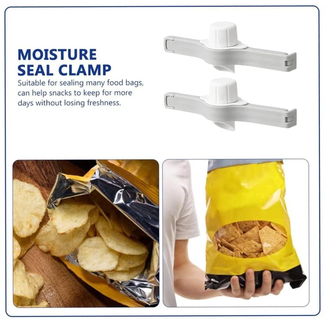 Alt view image 6 of 7 - EYAKEG Food Sealing Clip Food Sealing Clip for Bag Food Plastic Moisture-Proof and Fresh-Keeping Sealing Clip Household Milk Powder Sealing Clip (4 Packs), White