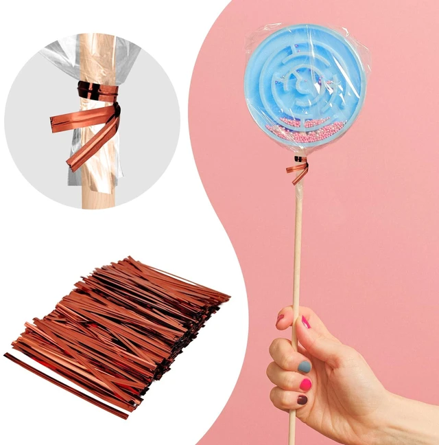 Alt view image 3 of 7 - GAADSKCER 400 Pcs Metal Twist Ties 4 Inches Twist Straps for Bread Bags Candy Bags Snack Bags Halloween Party Cake Favor (Red)