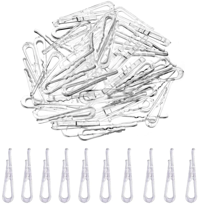 Main image of AIMPGSTL 100Pcs Transparent Plastic Alligator Clip 38mm Shirt Fixing Packing Clip U Shape Plastic Clothespins for Ties Socks Pants Shirts