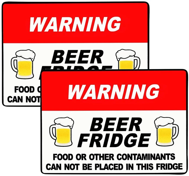 Main image of Fiada 2 Pcs Beer Fridge Magnet 5x7 Inch Warning Sign Funny for Men | Funny Warning Decals for Refrigerator, Beer Magnet Stickers, Brewery Bar Decoration, No Food Contaminants Reminder Sign