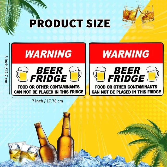 Alt view image 2 of 7 - Fiada 2 Pcs Beer Fridge Magnet 5x7 Inch Warning Sign Funny for Men | Funny Warning Decals for Refrigerator, Beer Magnet Stickers, Brewery Bar Decoration, No Food Contaminants Reminder Sign
