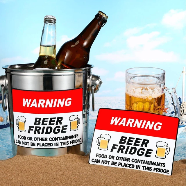 Alt view image 4 of 7 - Fiada 2 Pcs Beer Fridge Magnet 5x7 Inch Warning Sign Funny for Men | Funny Warning Decals for Refrigerator, Beer Magnet Stickers, Brewery Bar Decoration, No Food Contaminants Reminder Sign