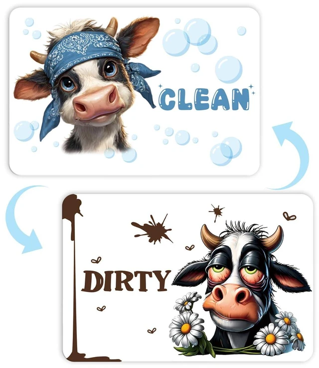 Main image of Dishwasher Magnet Clean Dirty Sign - Cosmisun Cow Dish Washer Magnet Funny Cartoon Cow Double Sided Clean Dirty Magnets for Dishwasher Magnetic Flip Indicator for Home Kitchen Refrigerator Decor