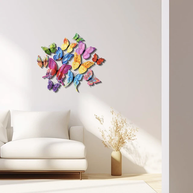Alt view image 4 of 6 - Somotersea 24Pcs 3D Butterfly Wall Decor for Birthday Party Decorations Bedroom Magnets Butterflies Colorful