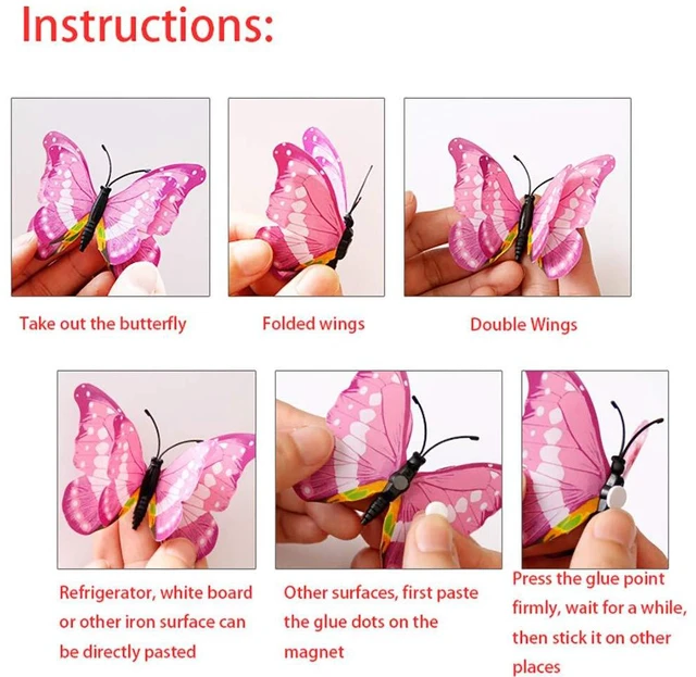 Alt view image 6 of 6 - Somotersea 24Pcs 3D Butterfly Wall Decor for Birthday Party Decorations Bedroom Magnets Butterflies Colorful