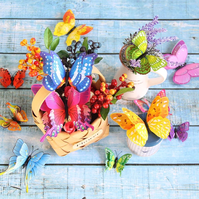 Alt view image 2 of 6 - Somotersea 24Pcs 3D Butterfly Wall Decor for Birthday Party Decorations Bedroom Magnets Butterflies Colorful