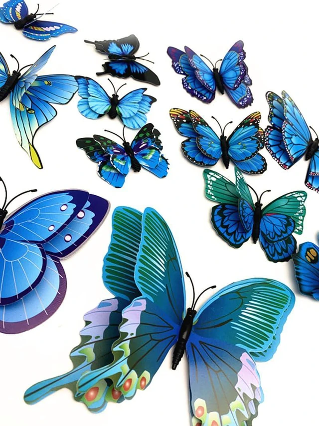 Alt view image 2 of 5 - 12PCS 3D Butterfly Fridge Magnets Wall Sticker Home Party Decor Blue