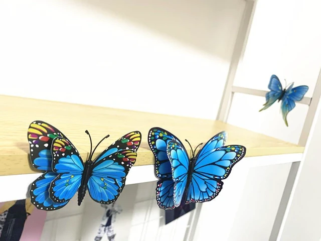 Alt view image 4 of 5 - 12PCS 3D Butterfly Fridge Magnets Wall Sticker Home Party Decor Blue