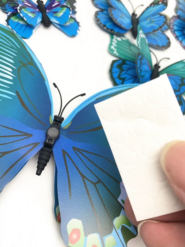 Alt view image 3 of 5 - 12PCS 3D Butterfly Fridge Magnets Wall Sticker Home Party Decor Blue