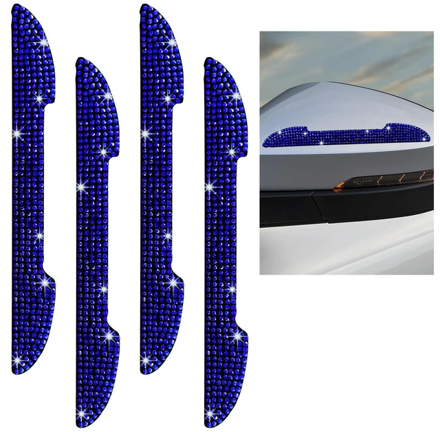 Main image of Xiqaler 4 PCS Bling Car Door Handle Protector, Rhinestone Auto Side Rearview Mirror Scratch Protective Cover, Sparkling Vehicle Door Edge Guard Exterior Accessories for Women Men (Blue)