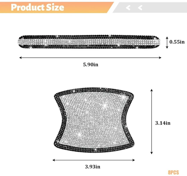 Alt view image 2 of 6 - Norkmdi 8PCS Bling Car Door Handle Protector, Crystal Rhinestone Vehicle Door Bowl Scratch Cover Sticker, Glitter Automotive Exterior Decor Accessories, Universal for SUV Sedan Truck (Black/White)