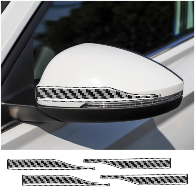 Main image of 4PCS Car Rear View Mirror Anti-Collision Strip,Glossy Carbon Fiber Car Stickers and Decals for Decorations & Protections,Universal Automotive Exterior Accessories for Side View Mirror