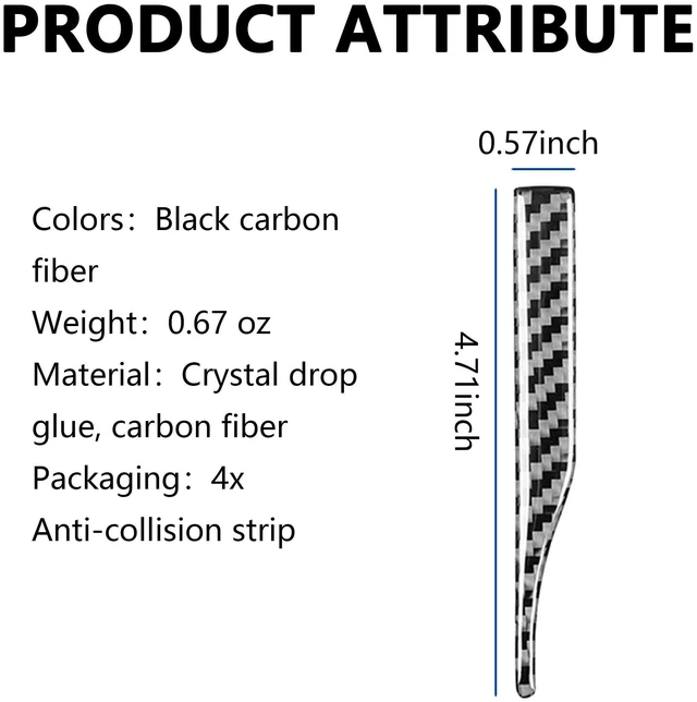 Alt view image 2 of 7 - 4PCS Car Rear View Mirror Anti-Collision Strip,Glossy Carbon Fiber Car Stickers and Decals for Decorations & Protections,Universal Automotive Exterior Accessories for Side View Mirror