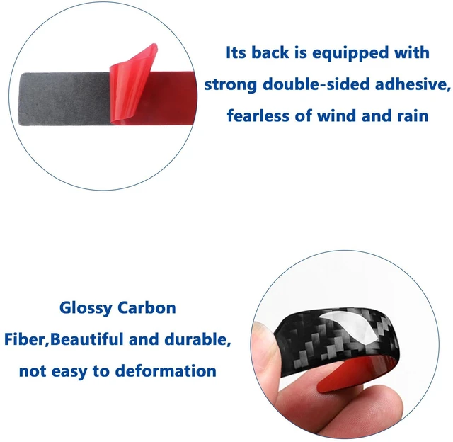 Alt view image 4 of 7 - 4PCS Car Rear View Mirror Anti-Collision Strip,Glossy Carbon Fiber Car Stickers and Decals for Decorations & Protections,Universal Automotive Exterior Accessories for Side View Mirror