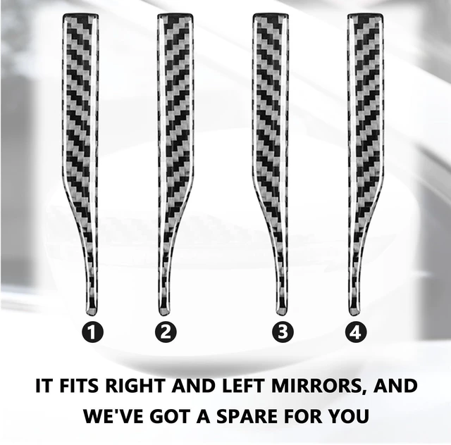 Alt view image 5 of 7 - 4PCS Car Rear View Mirror Anti-Collision Strip,Glossy Carbon Fiber Car Stickers and Decals for Decorations & Protections,Universal Automotive Exterior Accessories for Side View Mirror